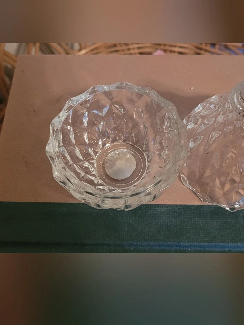 Vintage Pessed Glass Pear Shaped Trinket Box - Home Accents